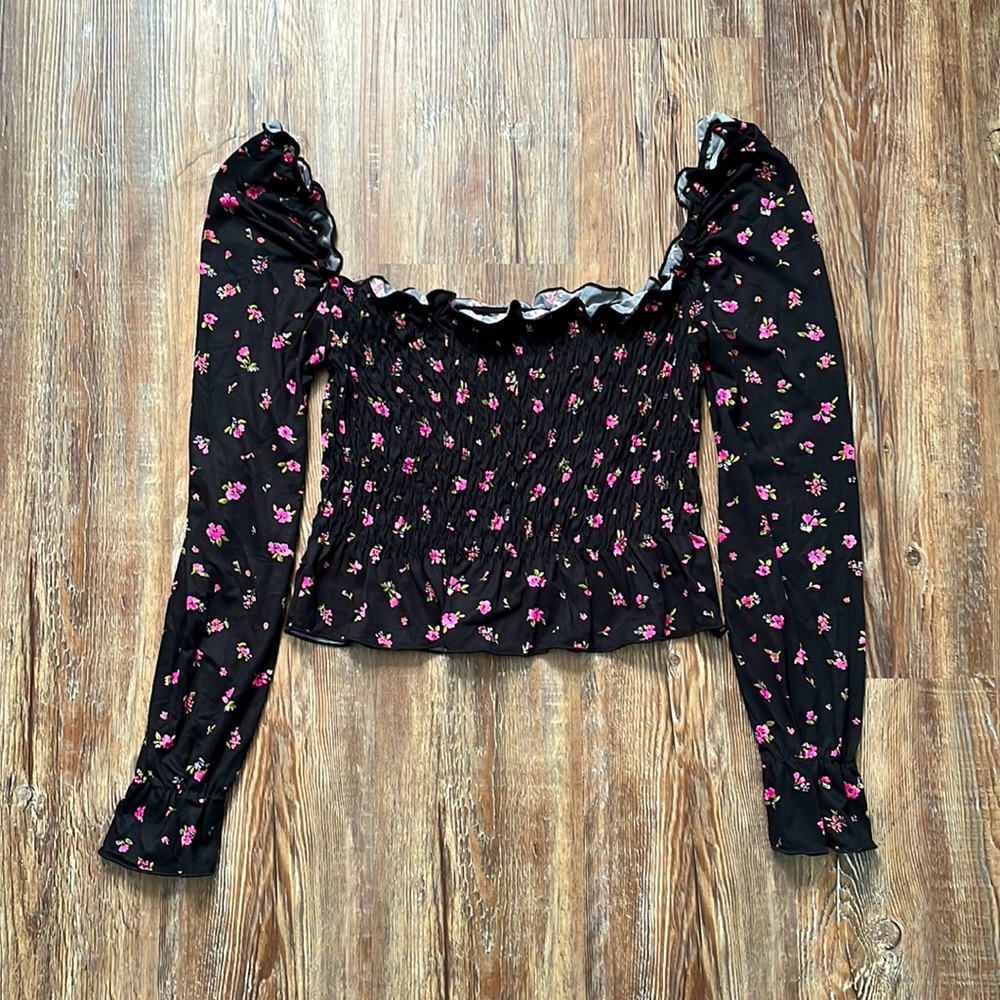 Black Floral Off-Shoulder Top